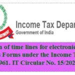 Extension of time lines for electronic filing of various Forms under the Income Tax Act 1961- IT Circular No 15/2021